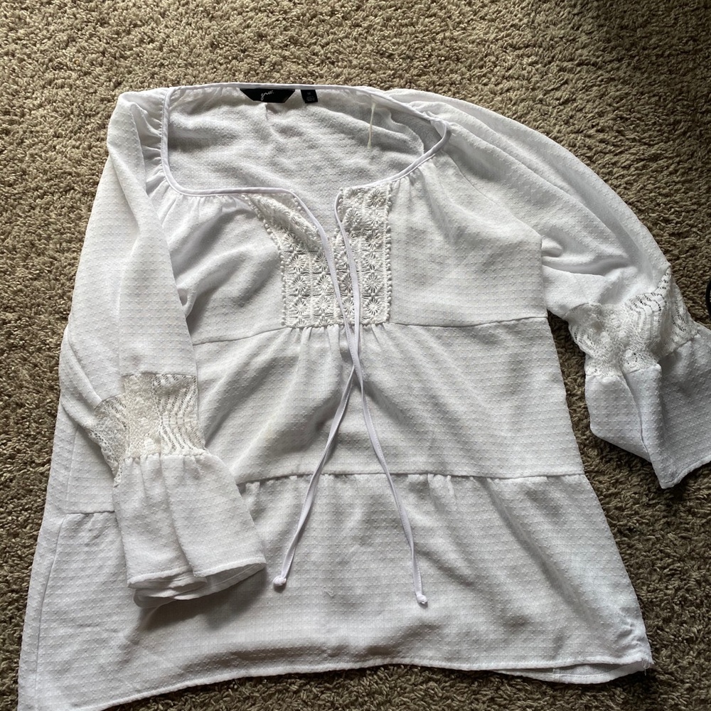 White flowy tie top blouse
